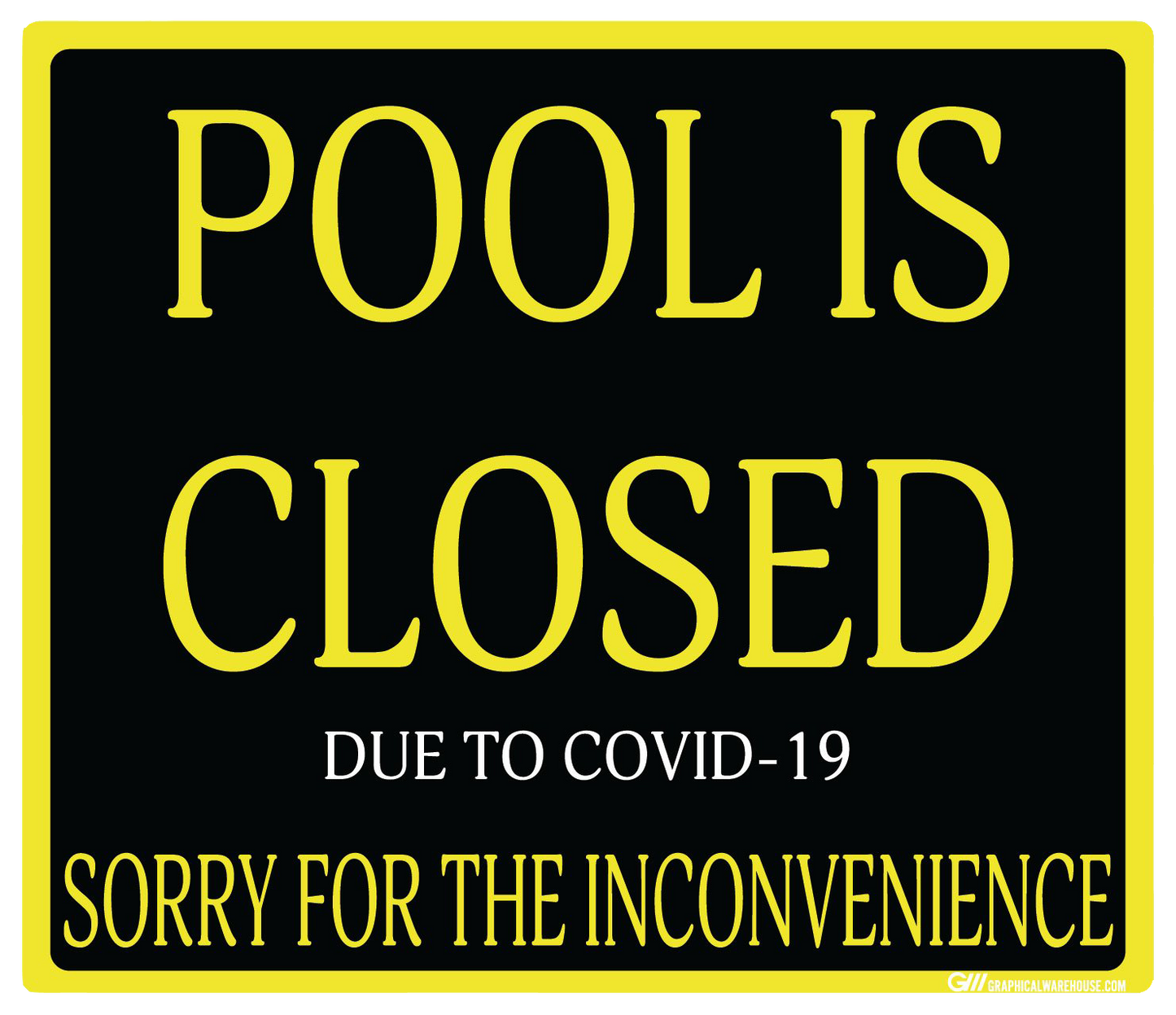 "Pool Is Closed Due To COVID-19" Adhesive Durable Vinyl Decal- Various Sizes/Colors Available