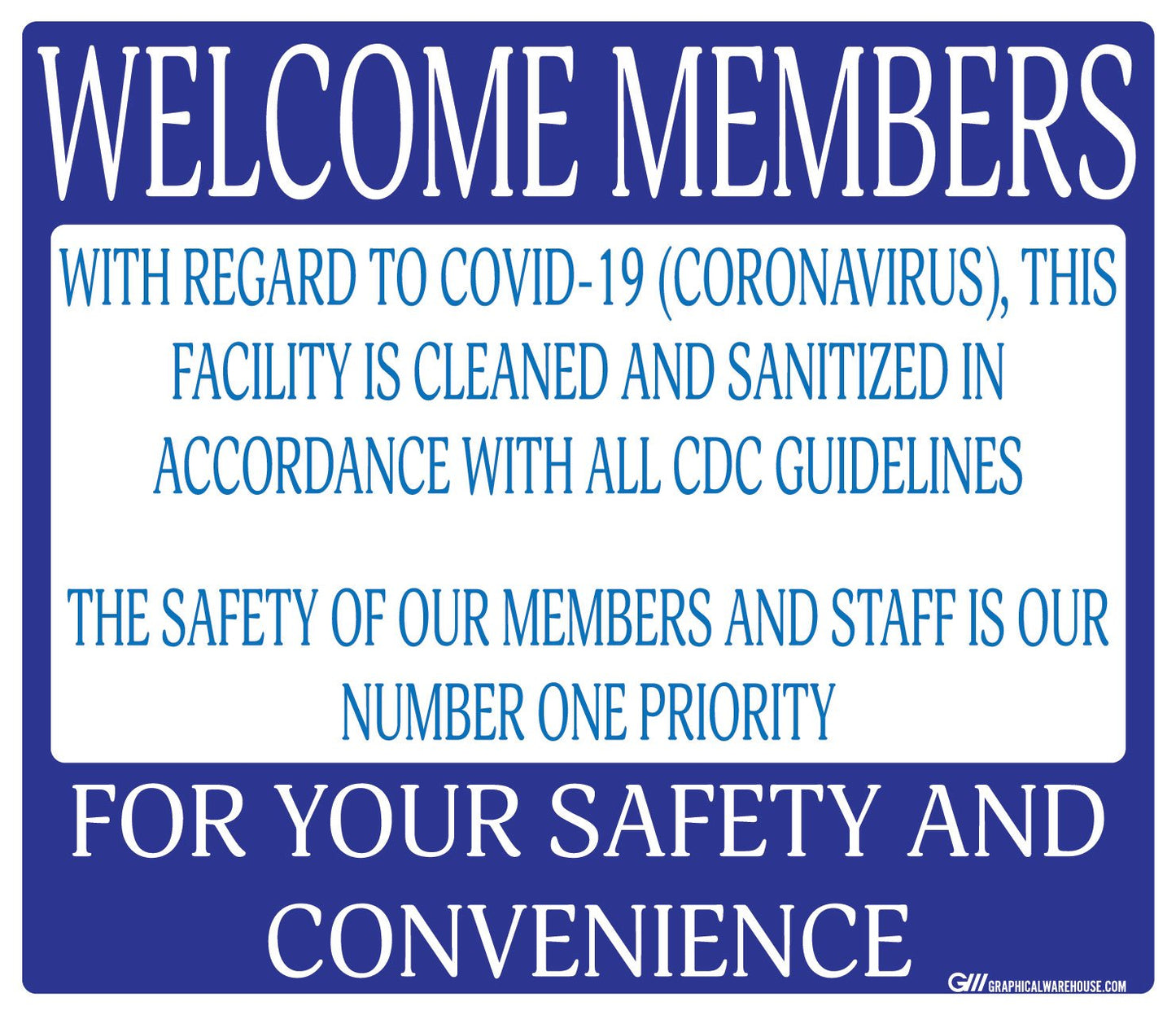 "Facility Cleaned and Disinfected" Gym, Adhesive Durable Vinyl Decal- Various Sizes/Colors Available