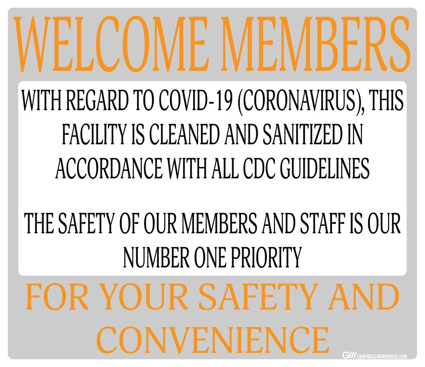 "Facility Cleaned and Disinfected" Gym, Adhesive Durable Vinyl Decal- Various Sizes/Colors Available