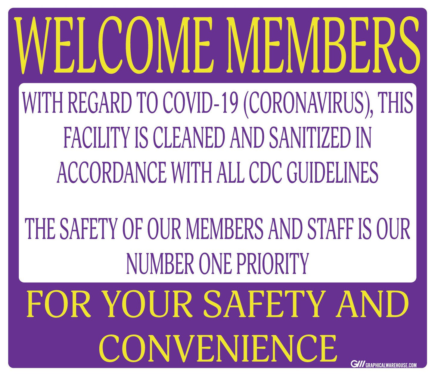 "Facility Cleaned and Disinfected" Gym, Adhesive Durable Vinyl Decal- Various Sizes/Colors Available