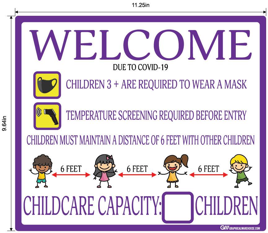 Childcare COVID-19 (Coronavirus) Guidelines- Adhesive Durable Vinyl Decal- Various Sizes/Colors Available
