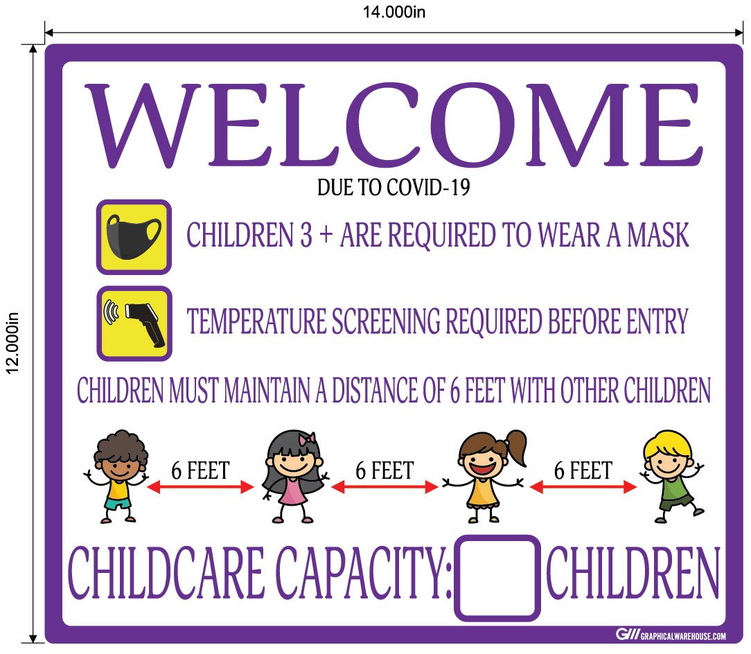 Childcare COVID-19 (Coronavirus) Guidelines- Adhesive Durable Vinyl Decal- Various Sizes/Colors Available