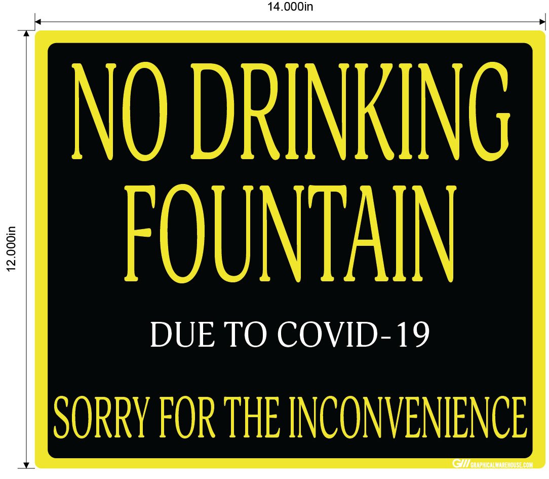 "No Drinking Fountain" Adhesive Durable Vinyl Decal- Various Sizes/Colors Available
