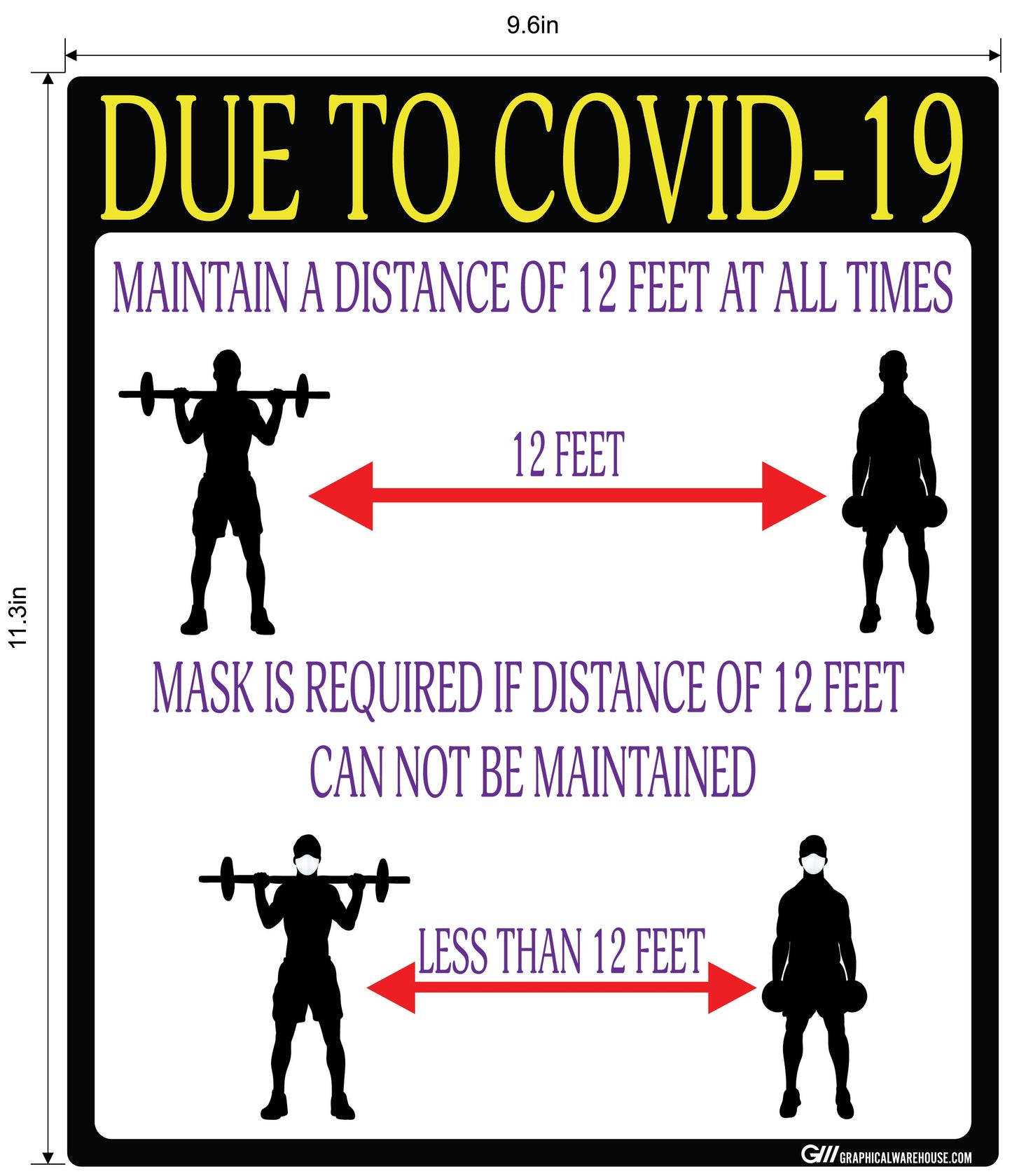 "Social Distancing" Gym, Adhesive Durable Vinyl Decal- Various Sizes/Colors Available