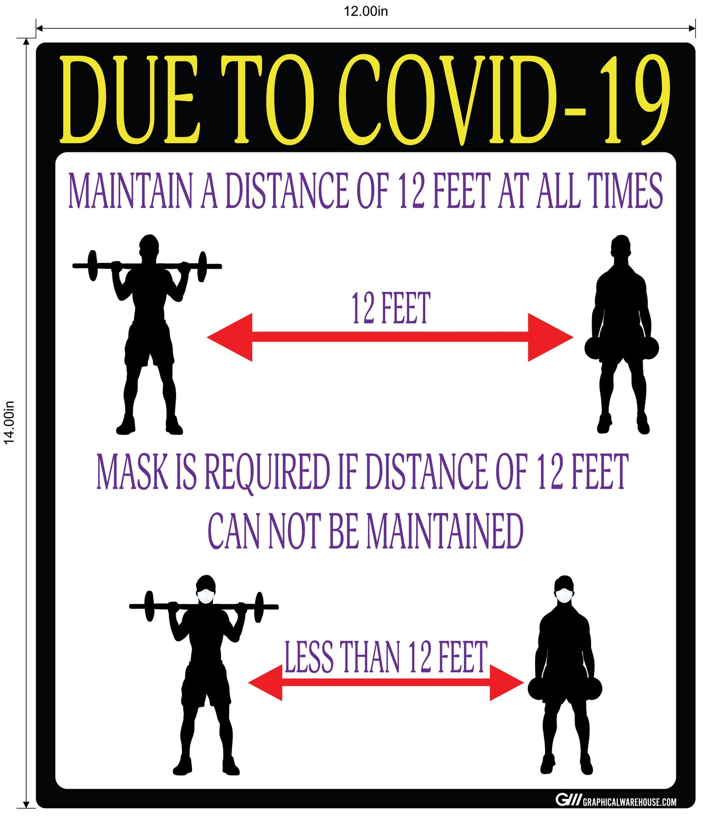 "Social Distancing" Gym, Adhesive Durable Vinyl Decal- Various Sizes/Colors Available