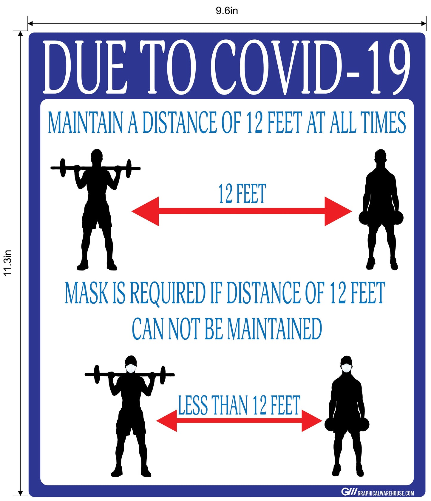 "Social Distancing" Gym, Adhesive Durable Vinyl Decal- Various Sizes/Colors Available