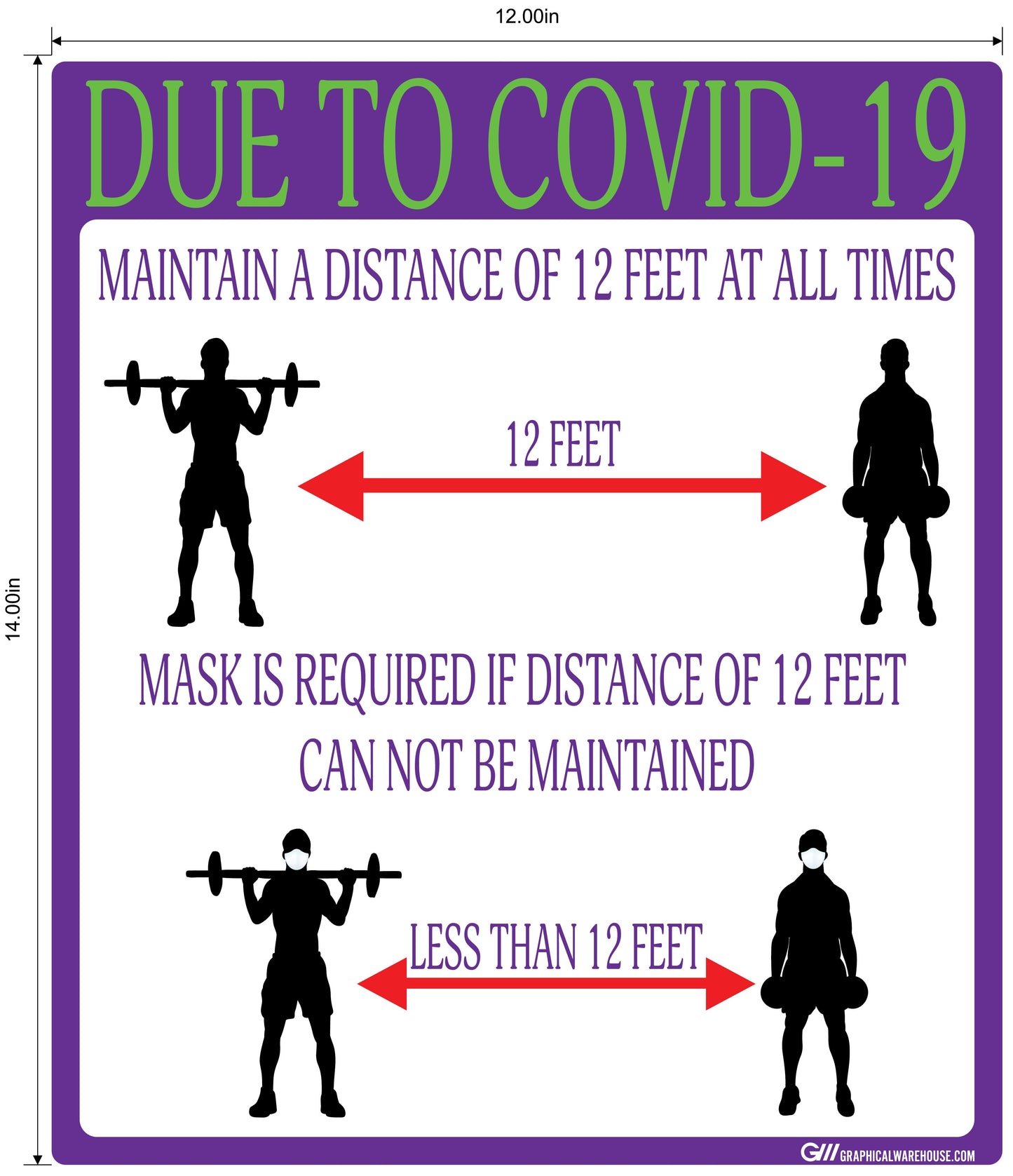 "Social Distancing" Gym, Adhesive Durable Vinyl Decal- Various Sizes/Colors Available