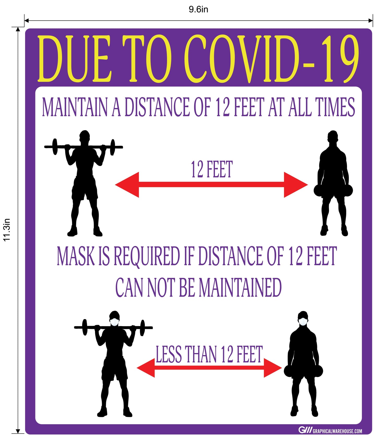 "Social Distancing" Gym, Adhesive Durable Vinyl Decal- Various Sizes/Colors Available