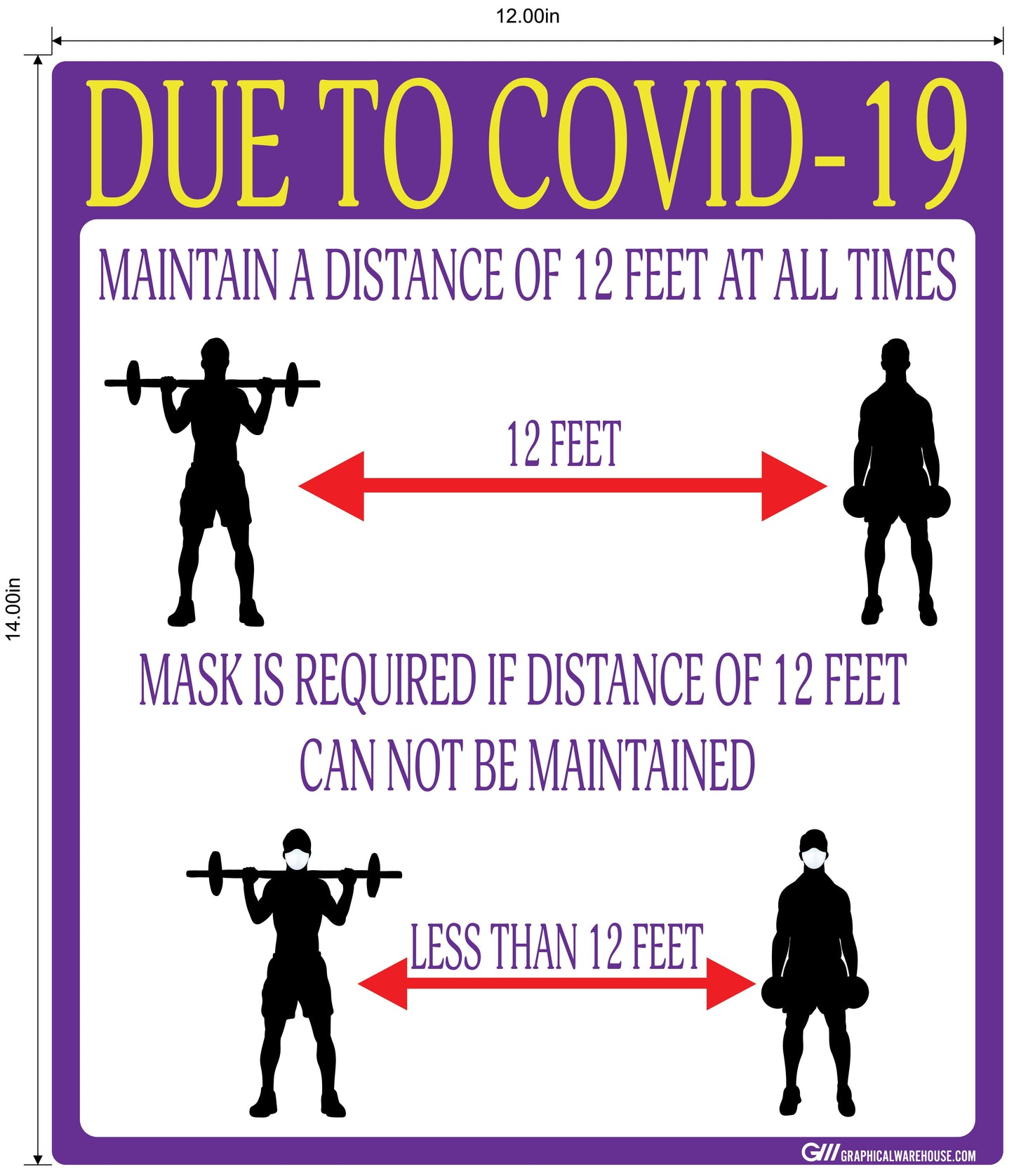 "Social Distancing" Gym, Adhesive Durable Vinyl Decal- Various Sizes/Colors Available
