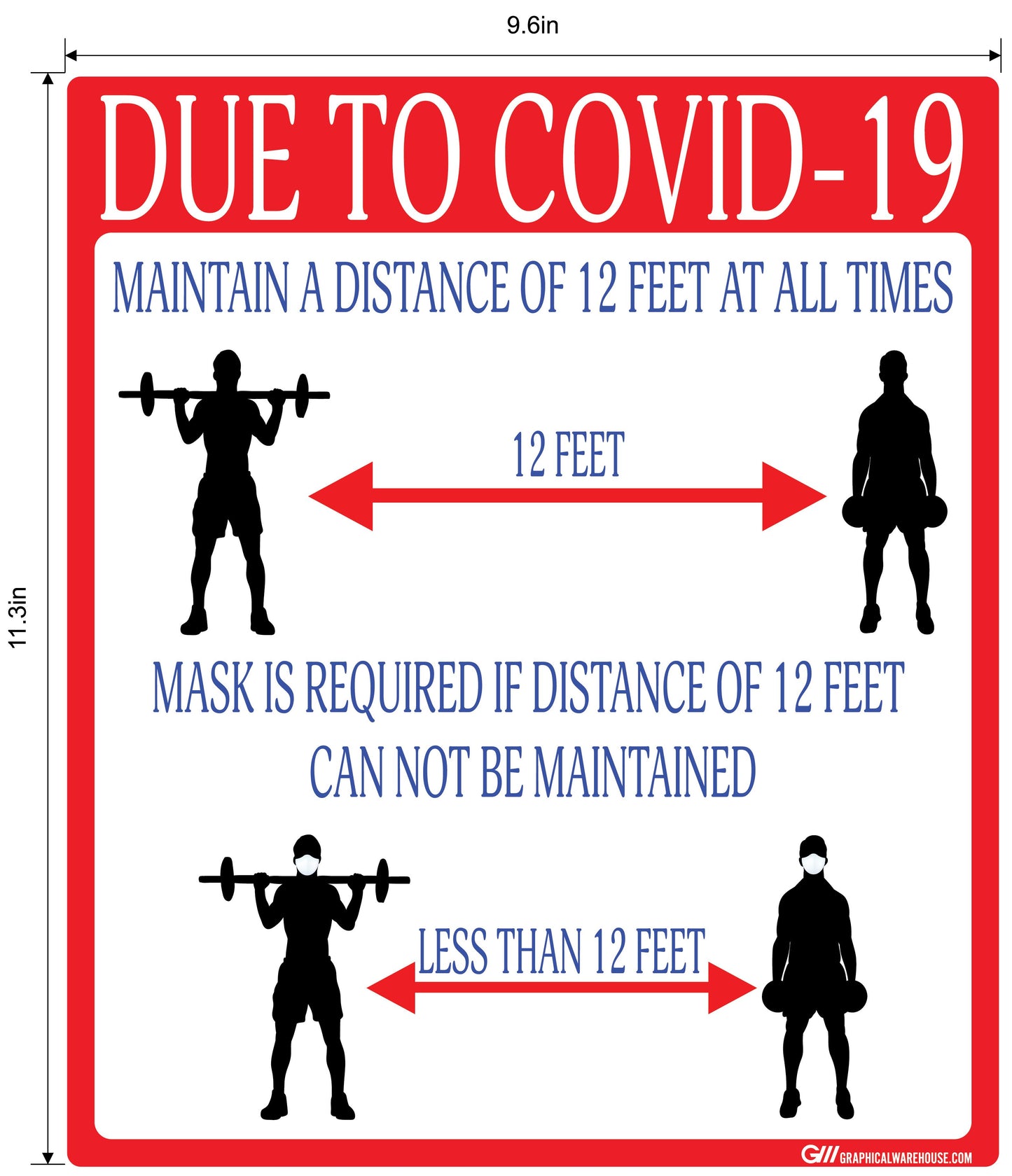 "Social Distancing" Gym, Adhesive Durable Vinyl Decal- Various Sizes/Colors Available