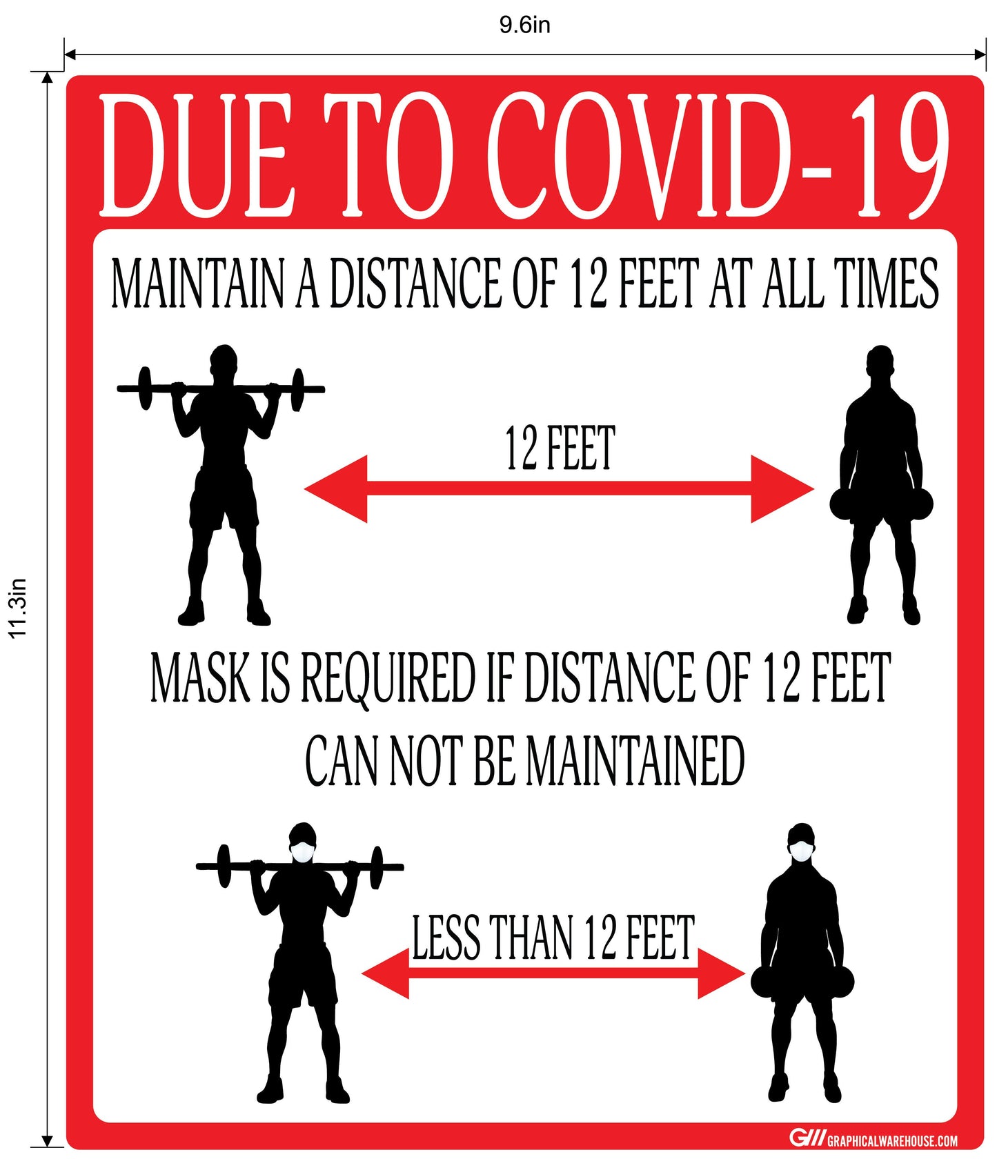 "Social Distancing" Gym, Adhesive Durable Vinyl Decal- Various Sizes/Colors Available
