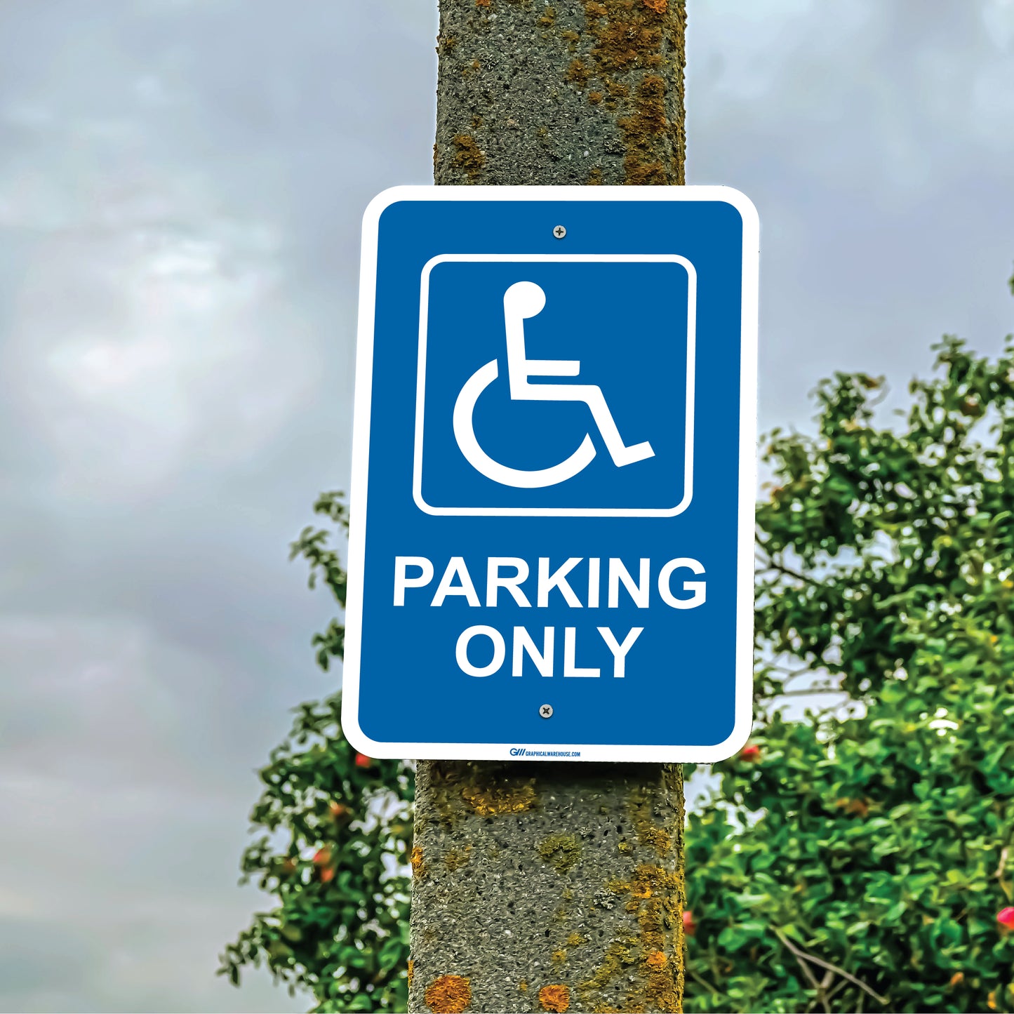 "Handicap Parking Only" Laminated Aluminum Sign, 12x18"