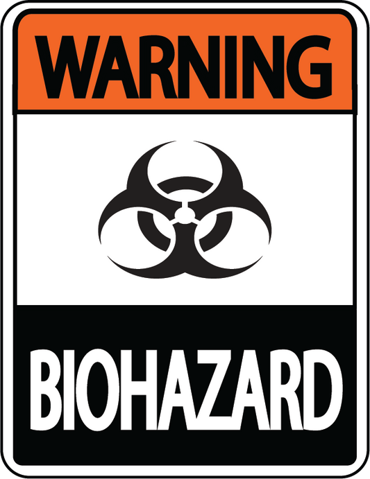 Warning "Biohazard" Durable Matte Laminated Vinyl Floor Sign- Various Sizes Available