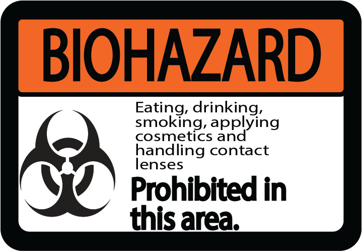 Biohazard "Eating, Drinking, Etc. Prohibited in this Area" Durable Matte Laminated Vinyl Floor Sign- Various Sizes Available