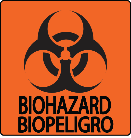 "Biohazard" English and Spanish, Durable Matte Laminated Vinyl Floor Sign- Various Sizes Available