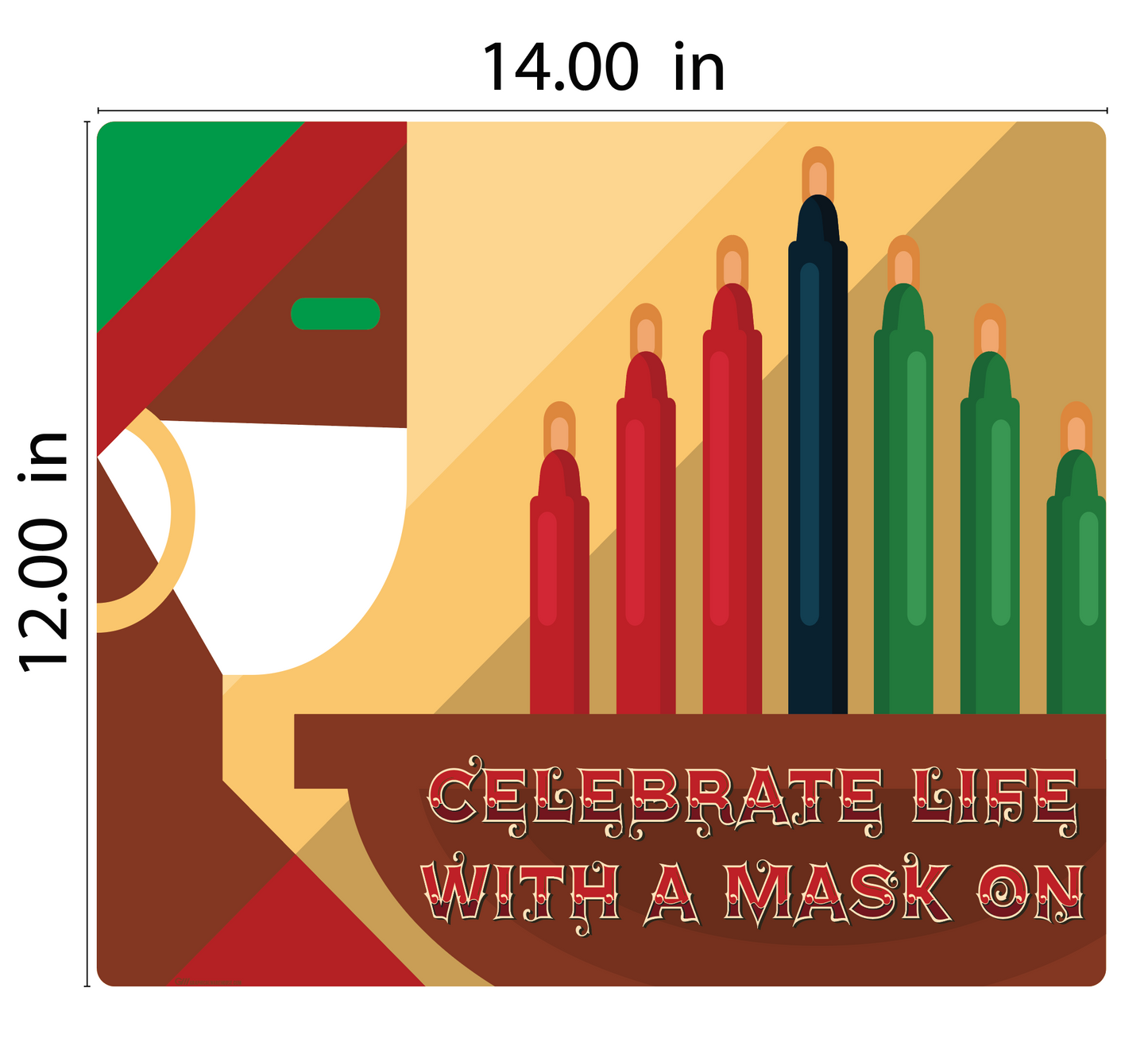 "Kwanzaa, Celebrate with a Mask on" Adhesive Durable Vinyl Decal- Various Sizes Available