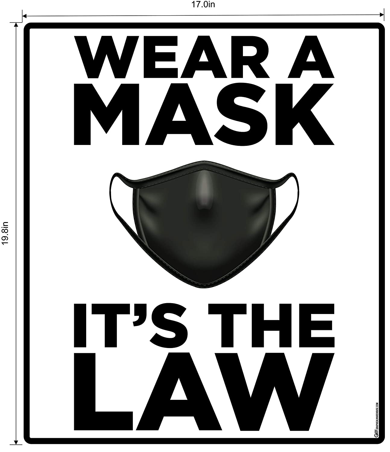 "Wear A Mask, It's the Law" Adhesive Durable Vinyl Decal- Various Sizes/Colors Available