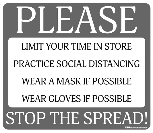 "Please Limit Time In Store" Adhesive Durable Vinyl Decal- Various Colors Available- 14x12”