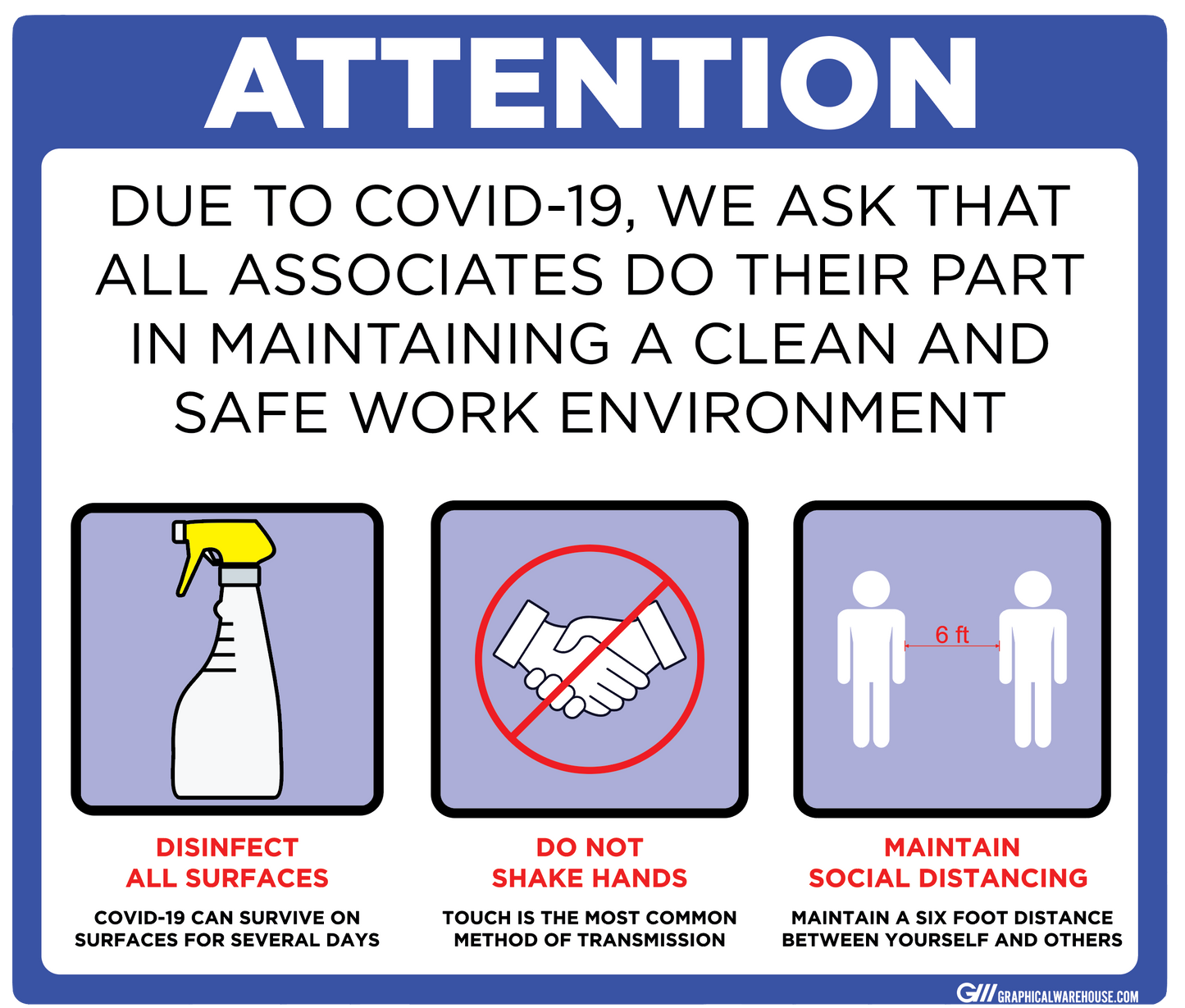 "Maintain a Clean and Safe Work Environment" Adhesive Durable Vinyl Decal- Various Sizes/Colors Available