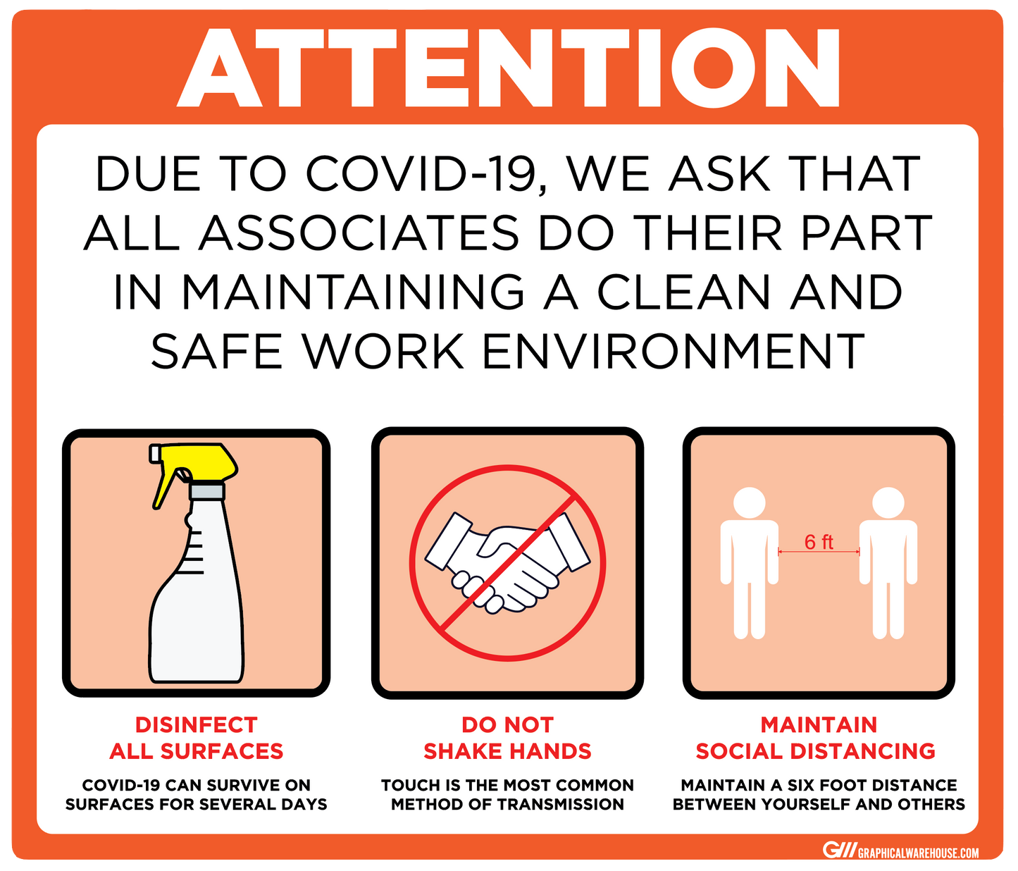 "Maintain a Clean and Safe Work Environment" Adhesive Durable Vinyl Decal- Various Sizes/Colors Available