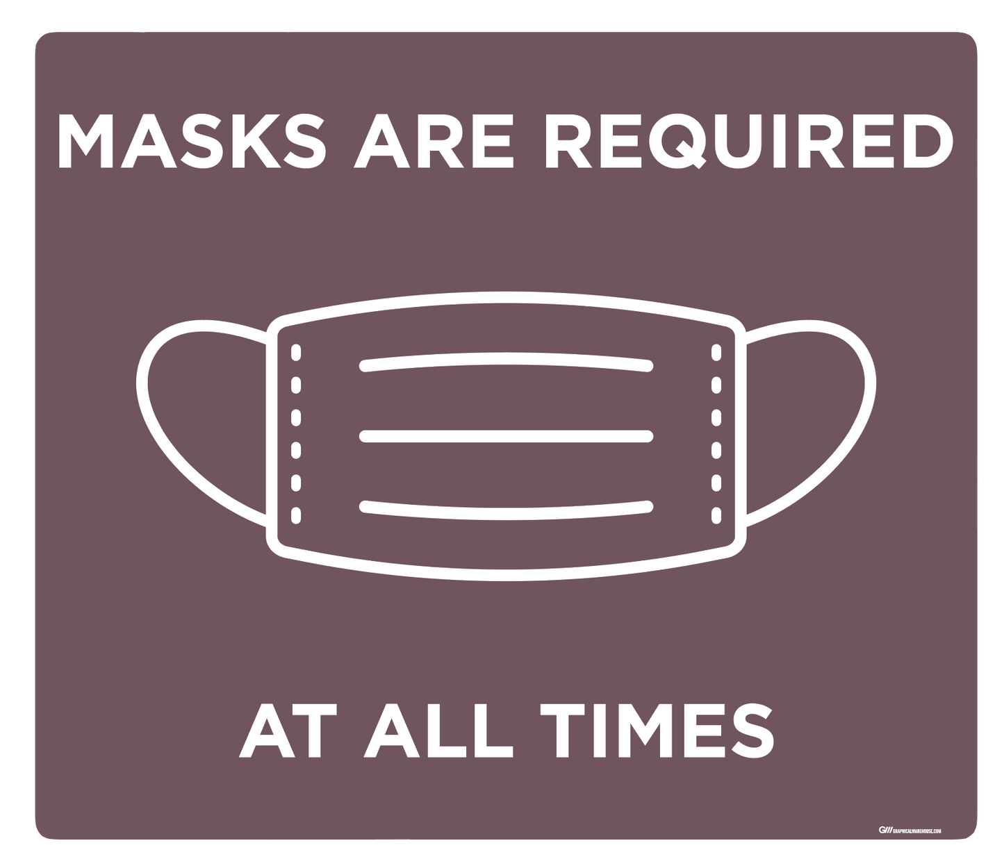 "Mask Required at all Times" Adhesive Durable Vinyl Decal- Various Sizes/Colors Available