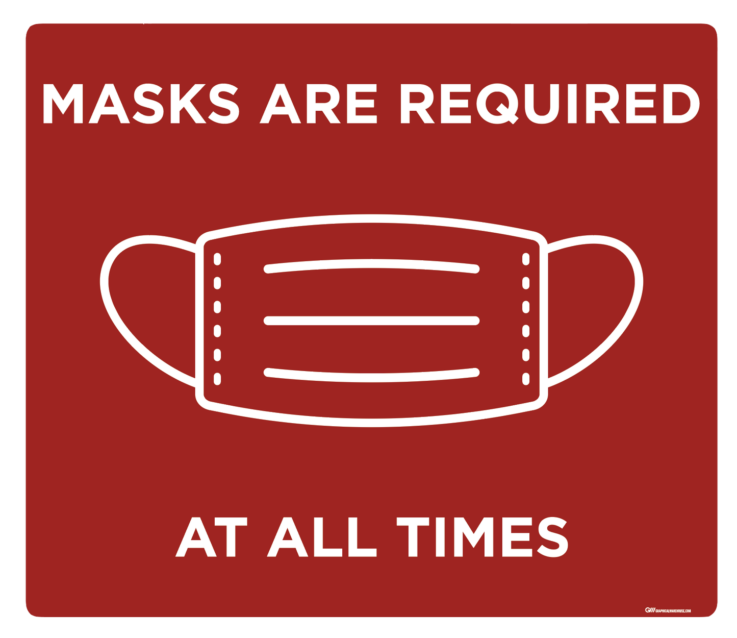 "Mask Required at all Times" Adhesive Durable Vinyl Decal- Various Sizes/Colors Available
