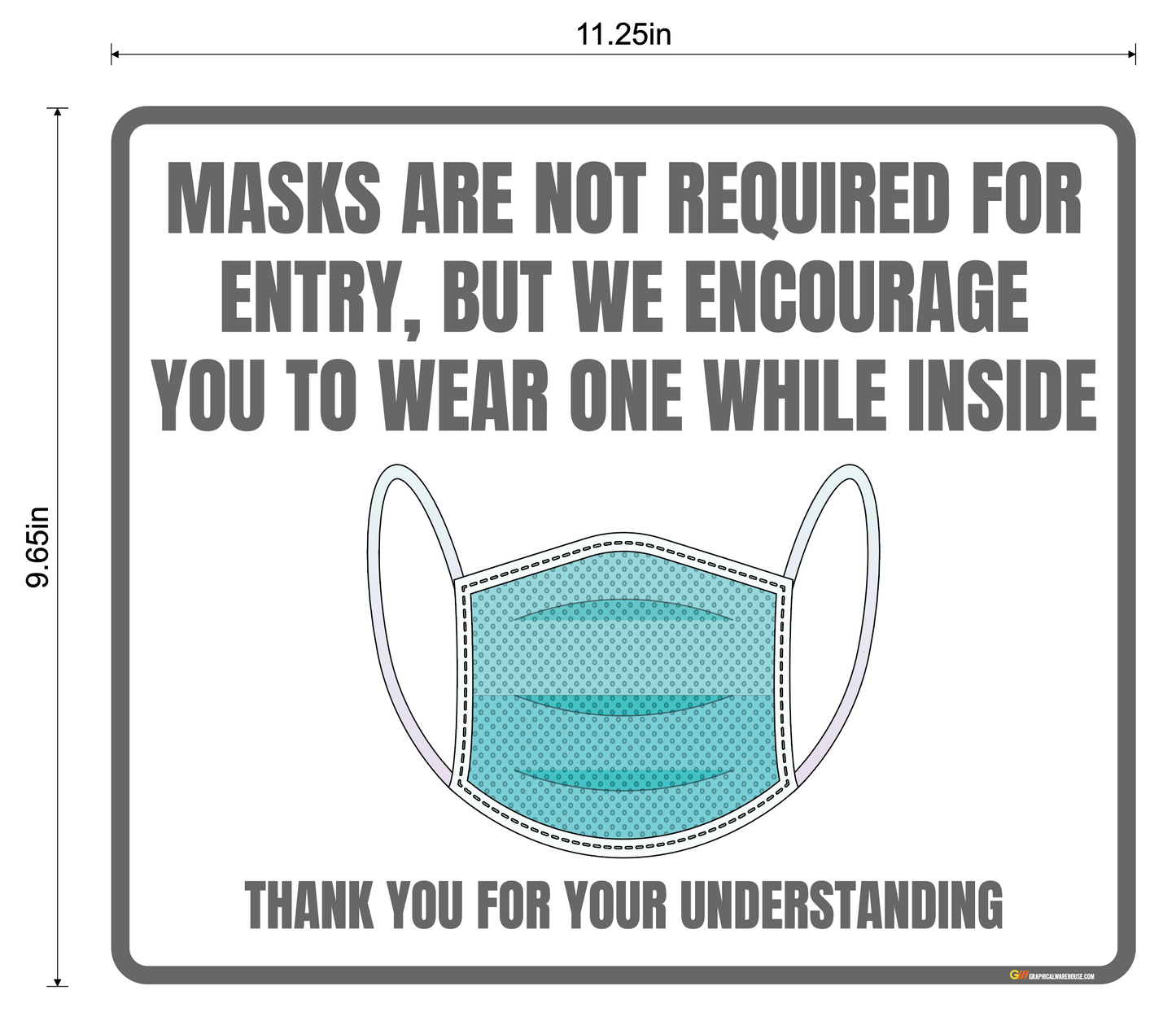 "Mask is not Required but Encouraged" Adhesive Durable Vinyl Decal- Various Sizes/Colors Available