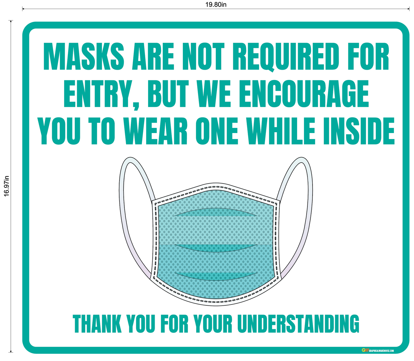 "Mask is not Required but Encouraged" Adhesive Durable Vinyl Decal- Various Sizes/Colors Available