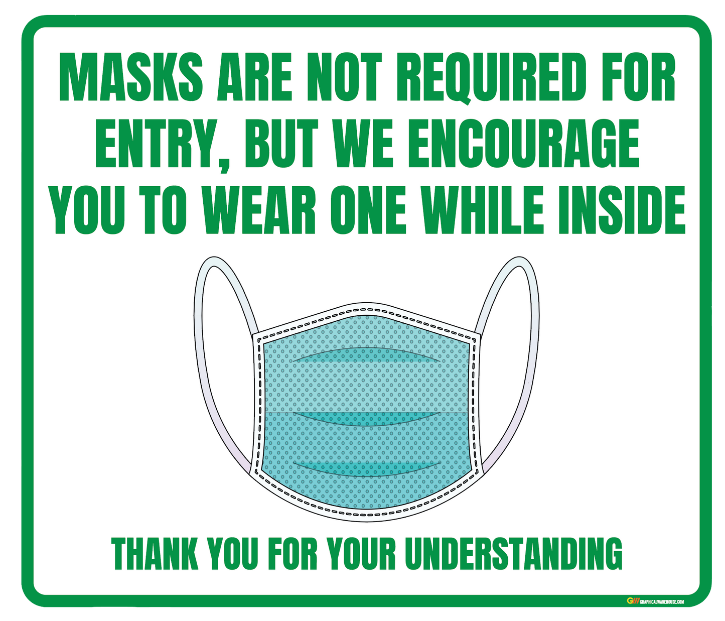 "Mask is not Required but Encouraged" Adhesive Durable Vinyl Decal- Various Sizes/Colors Available