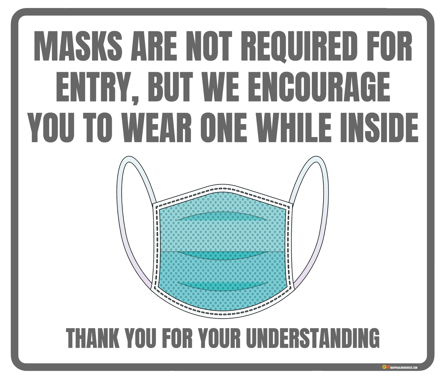 "Mask is not Required but Encouraged" Adhesive Durable Vinyl Decal- Various Sizes/Colors Available