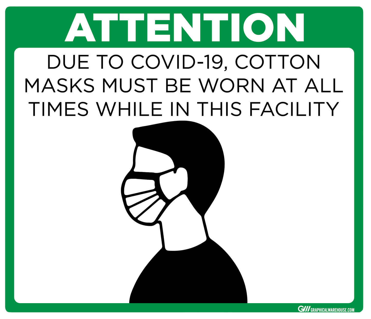 "Masks Must Be Worn At All Times in Facility" Adhesive Durable Vinyl Decal- Various Sizes/Colors Available