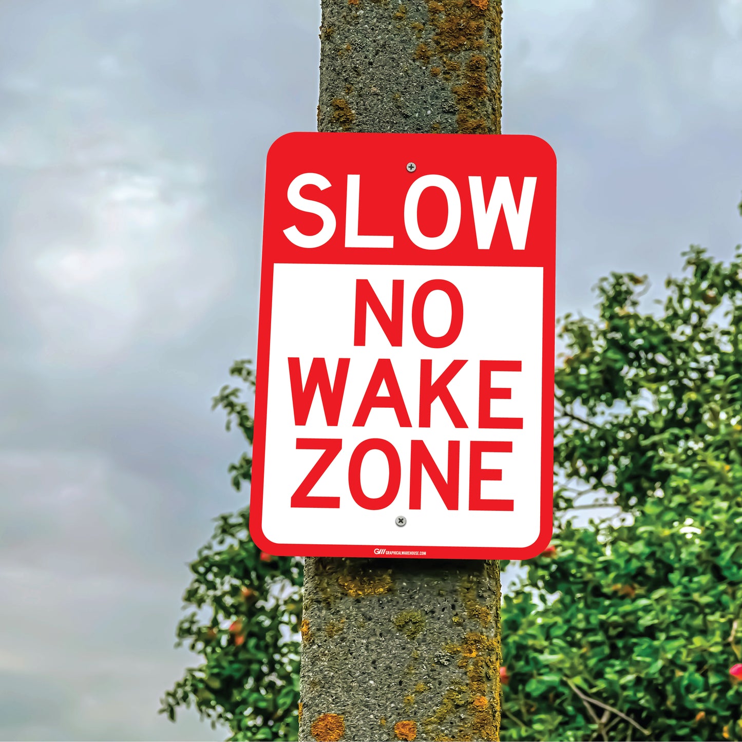 "No Wake Zone" Laminated Aluminum Sign, 12x18"