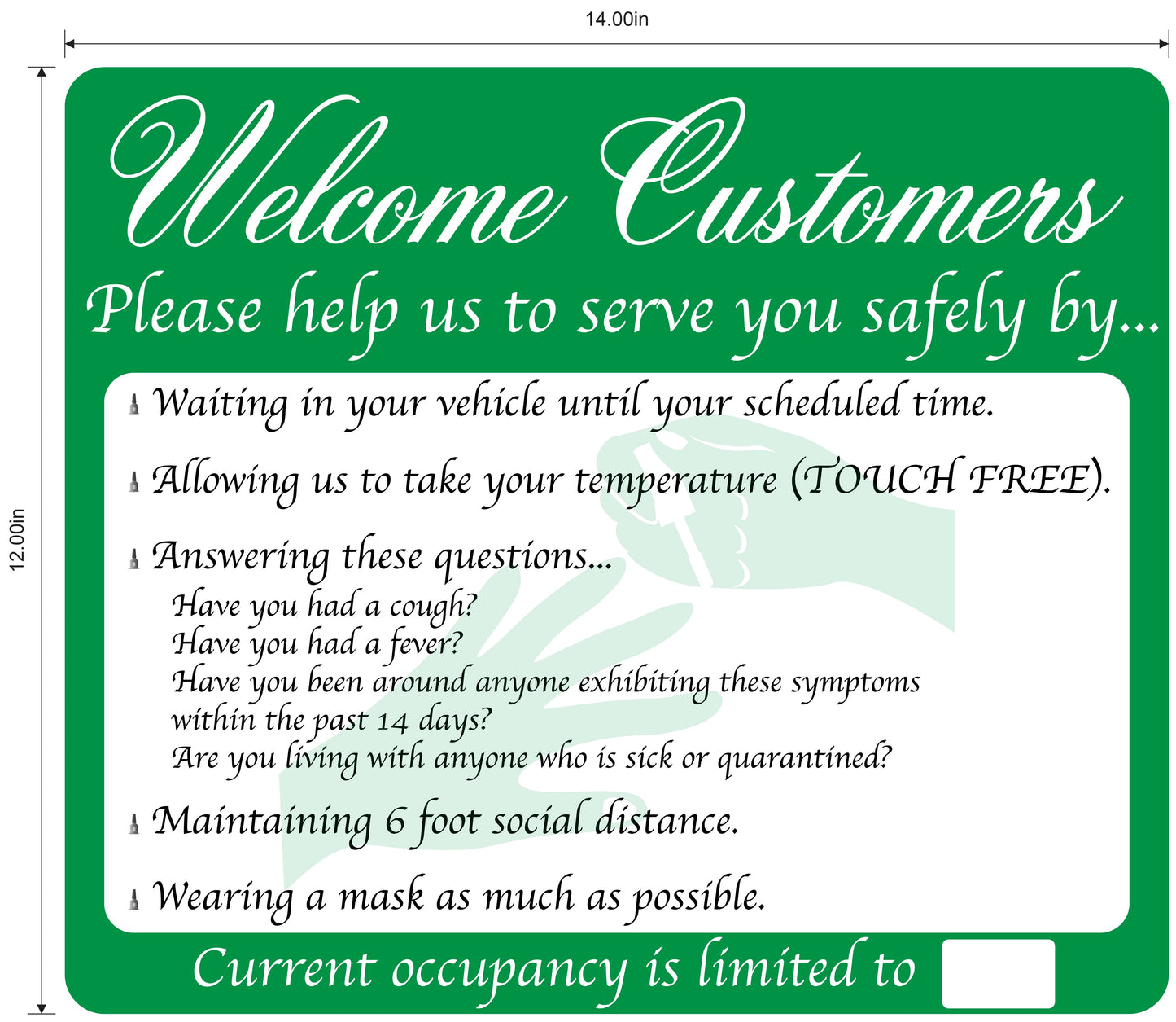 Nail Salon, Coronavirus Guidelines- Adhesive Durable Vinyl Decal- Various Colors Available- 14x12”