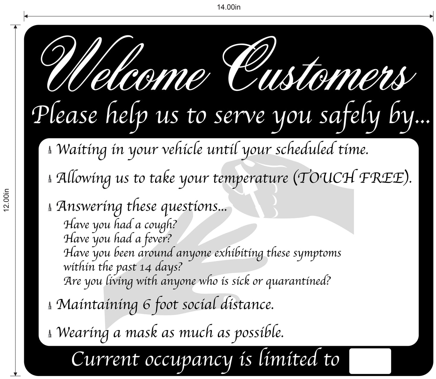 Nail Salon, Coronavirus Guidelines- Adhesive Durable Vinyl Decal- Various Colors Available- 14x12”