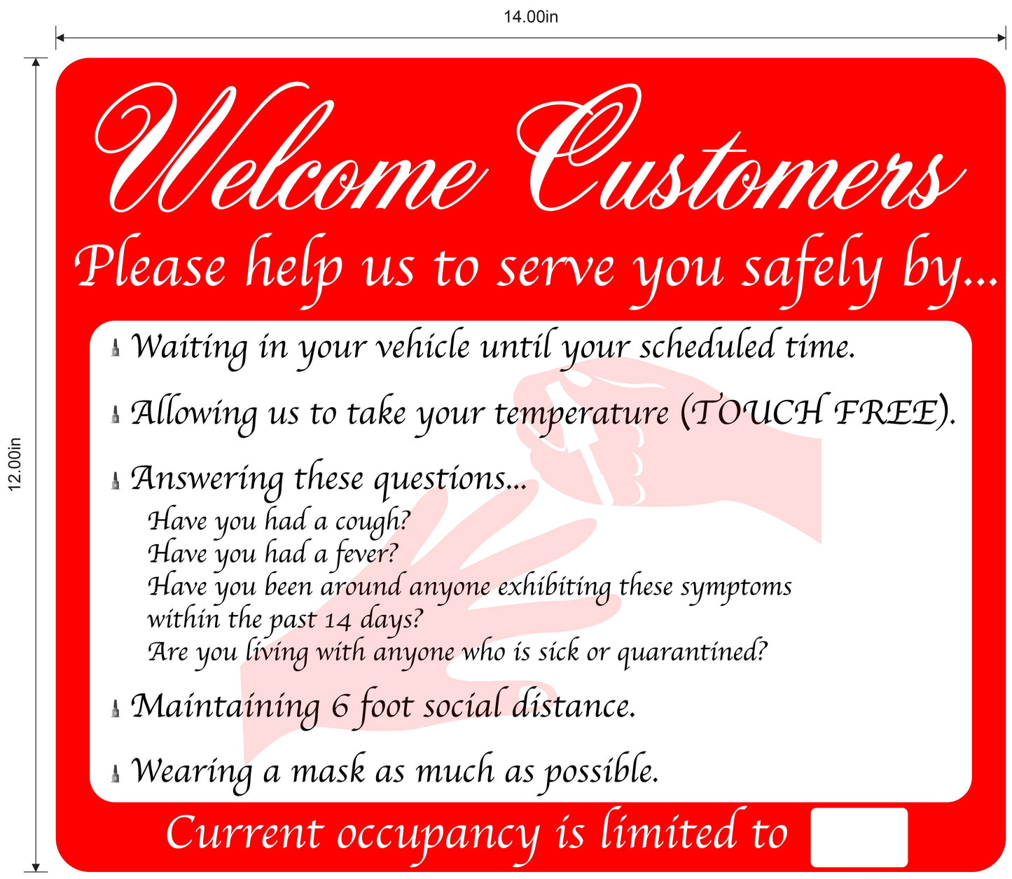 Nail Salon, Coronavirus Guidelines- Adhesive Durable Vinyl Decal- Various Colors Available- 14x12”