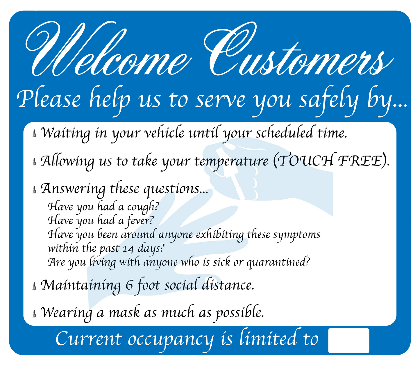 Nail Salon, Coronavirus Guidelines- Adhesive Durable Vinyl Decal- Various Colors Available- 14x12”
