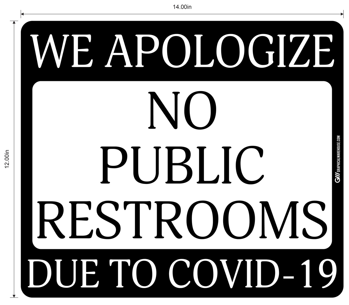 "No Public Restrooms" Adhesive Durable Vinyl Decal- Various Sizes/Colors Available
