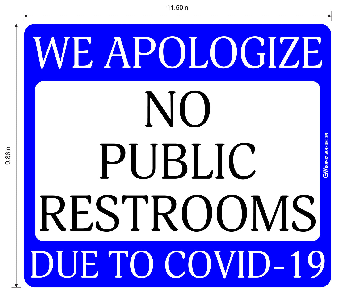 "No Public Restrooms" Adhesive Durable Vinyl Decal- Various Sizes/Colors Available