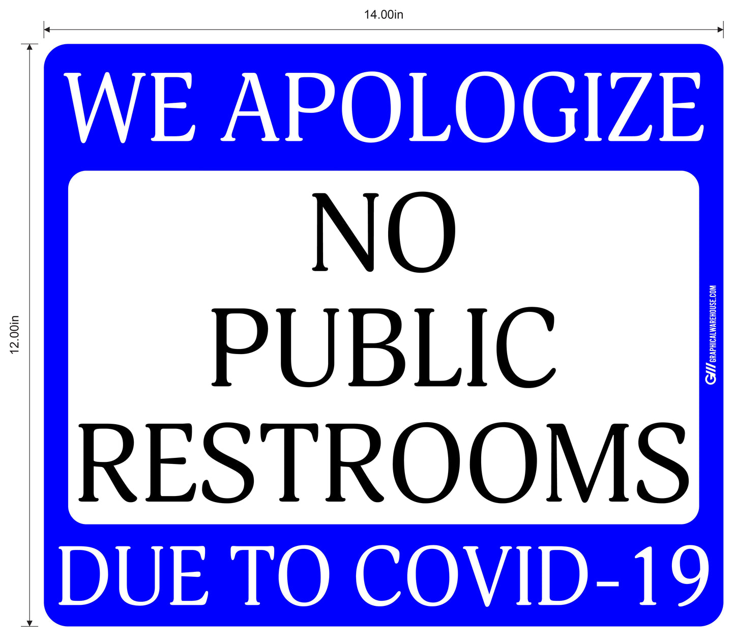 "No Public Restrooms" Adhesive Durable Vinyl Decal- Various Sizes/Colors Available