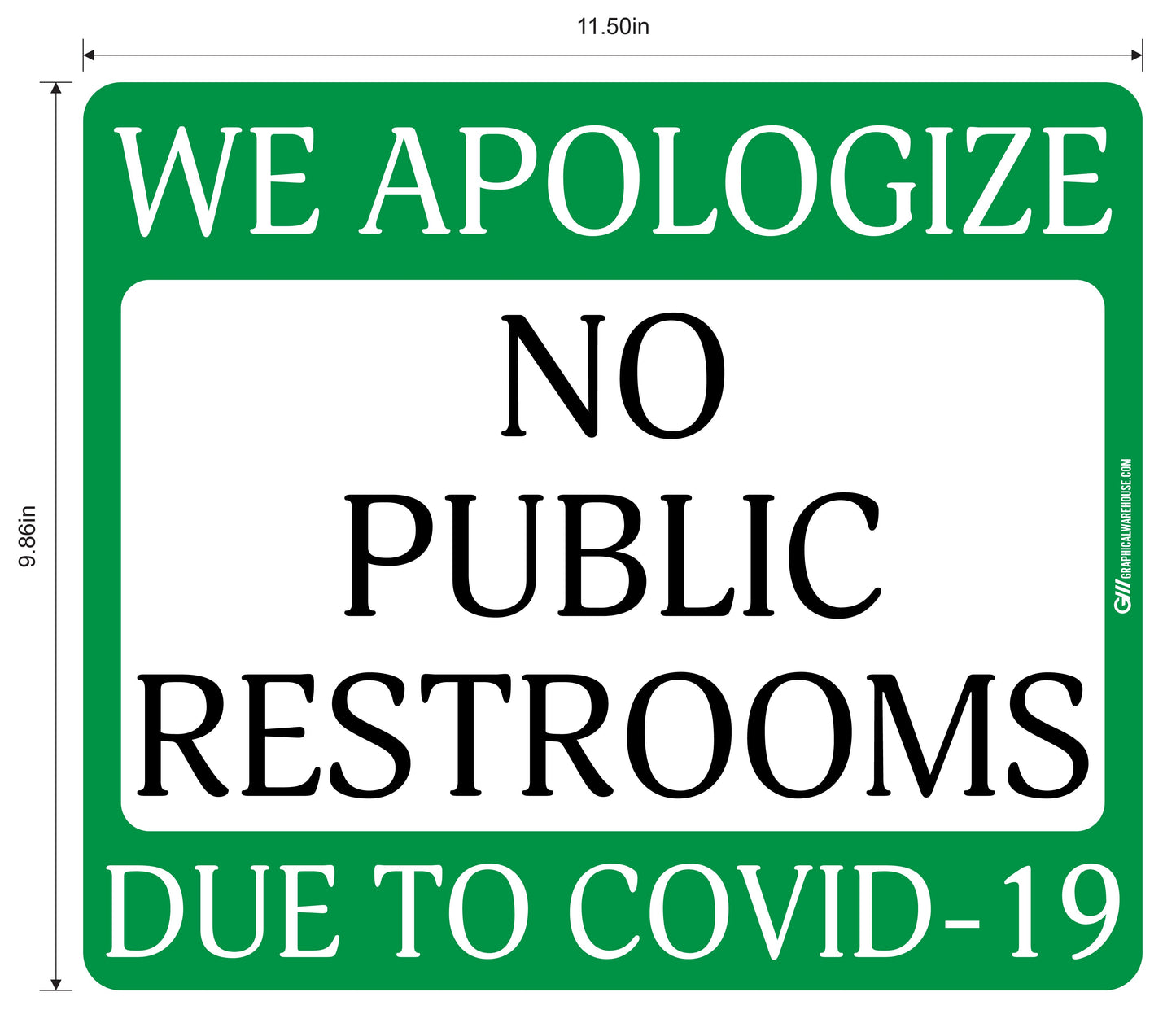 "No Public Restrooms" Adhesive Durable Vinyl Decal- Various Sizes/Colors Available