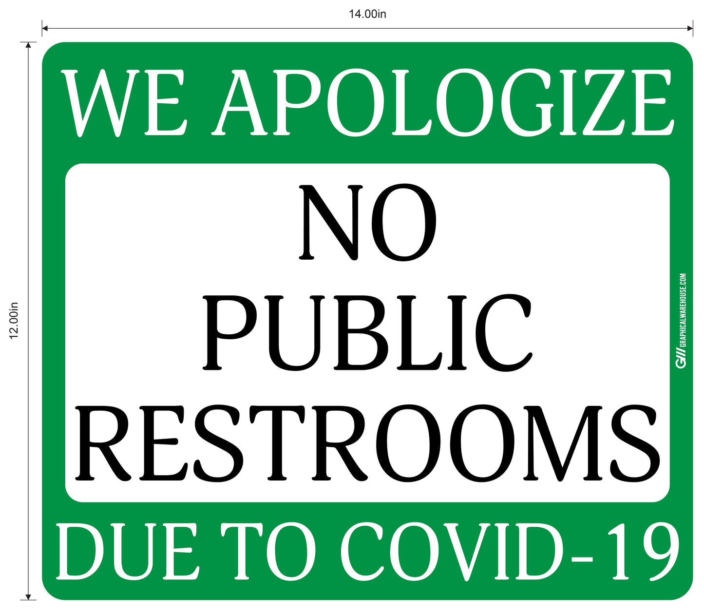 "No Public Restrooms" Adhesive Durable Vinyl Decal- Various Sizes/Colors Available