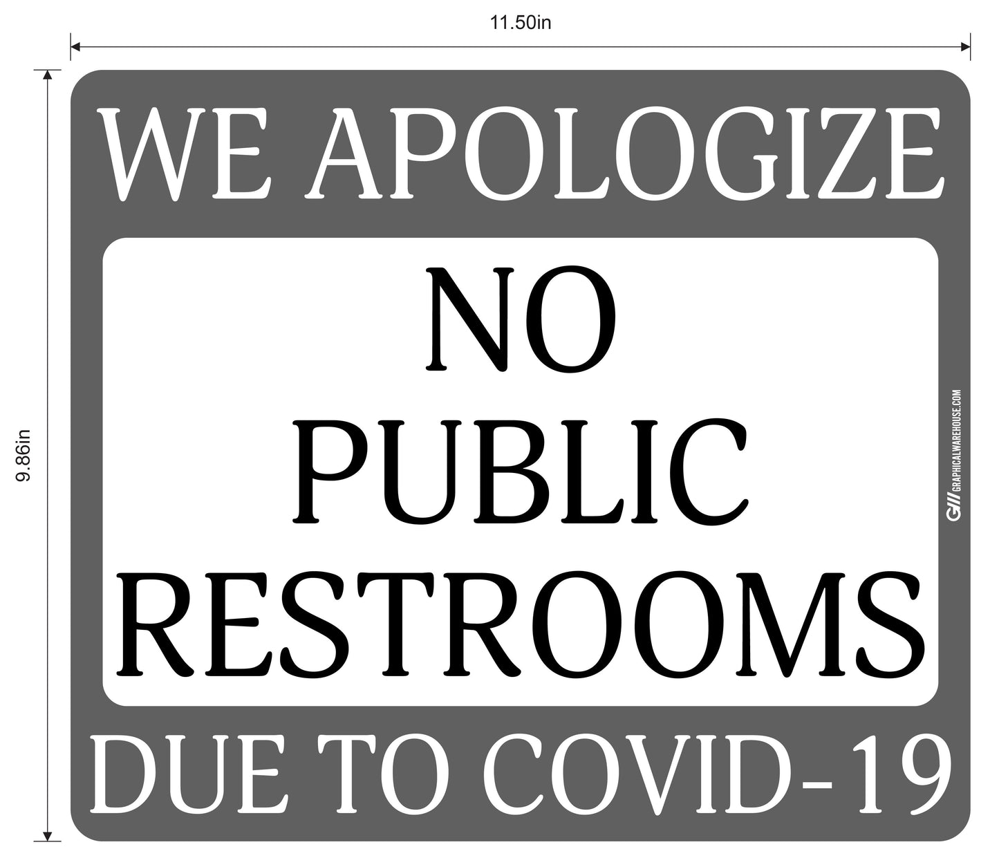 "No Public Restrooms" Adhesive Durable Vinyl Decal- Various Sizes/Colors Available