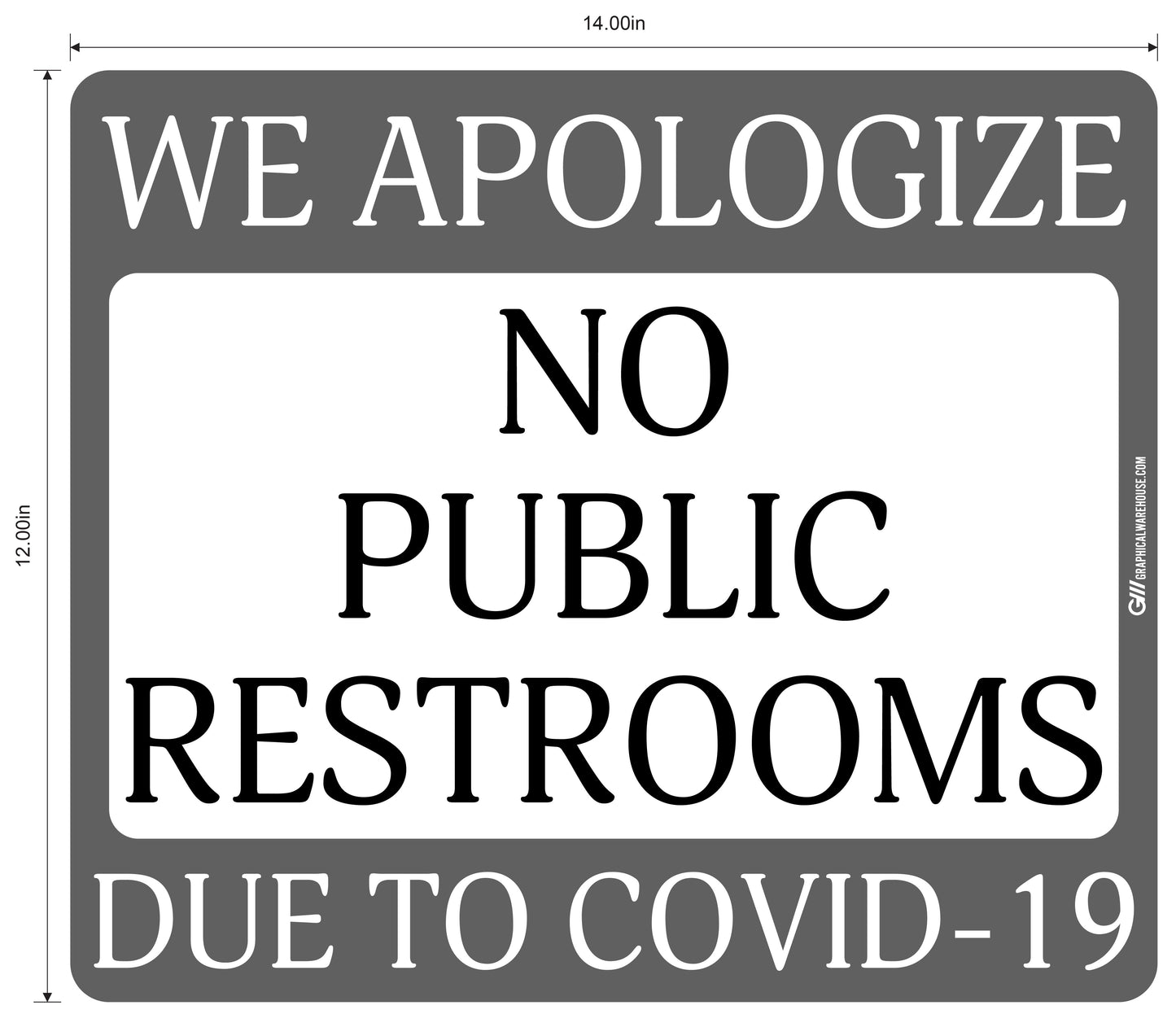 "No Public Restrooms" Adhesive Durable Vinyl Decal- Various Sizes/Colors Available