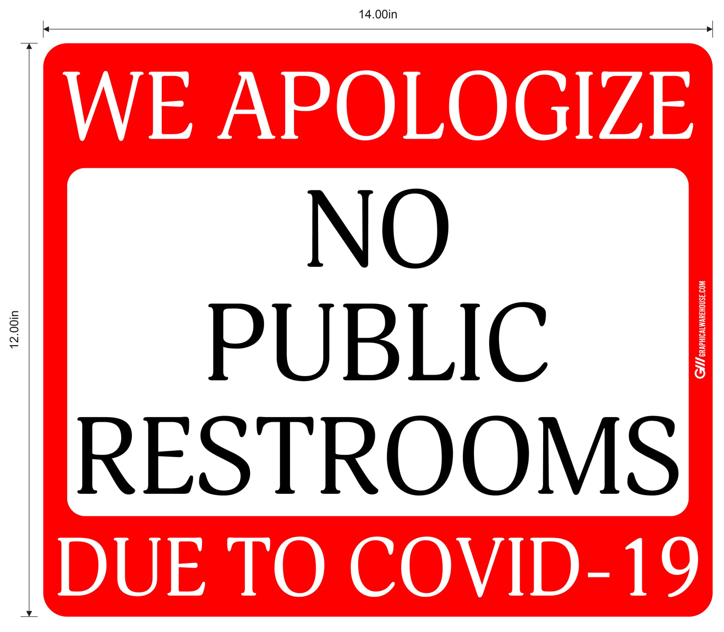 "No Public Restrooms" Adhesive Durable Vinyl Decal- Various Sizes/Colors Available