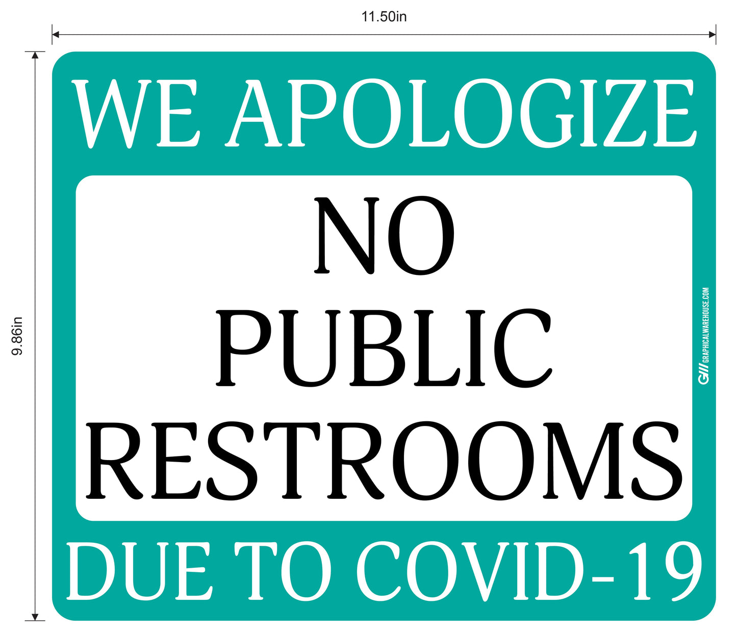 "No Public Restrooms" Adhesive Durable Vinyl Decal- Various Sizes/Colors Available