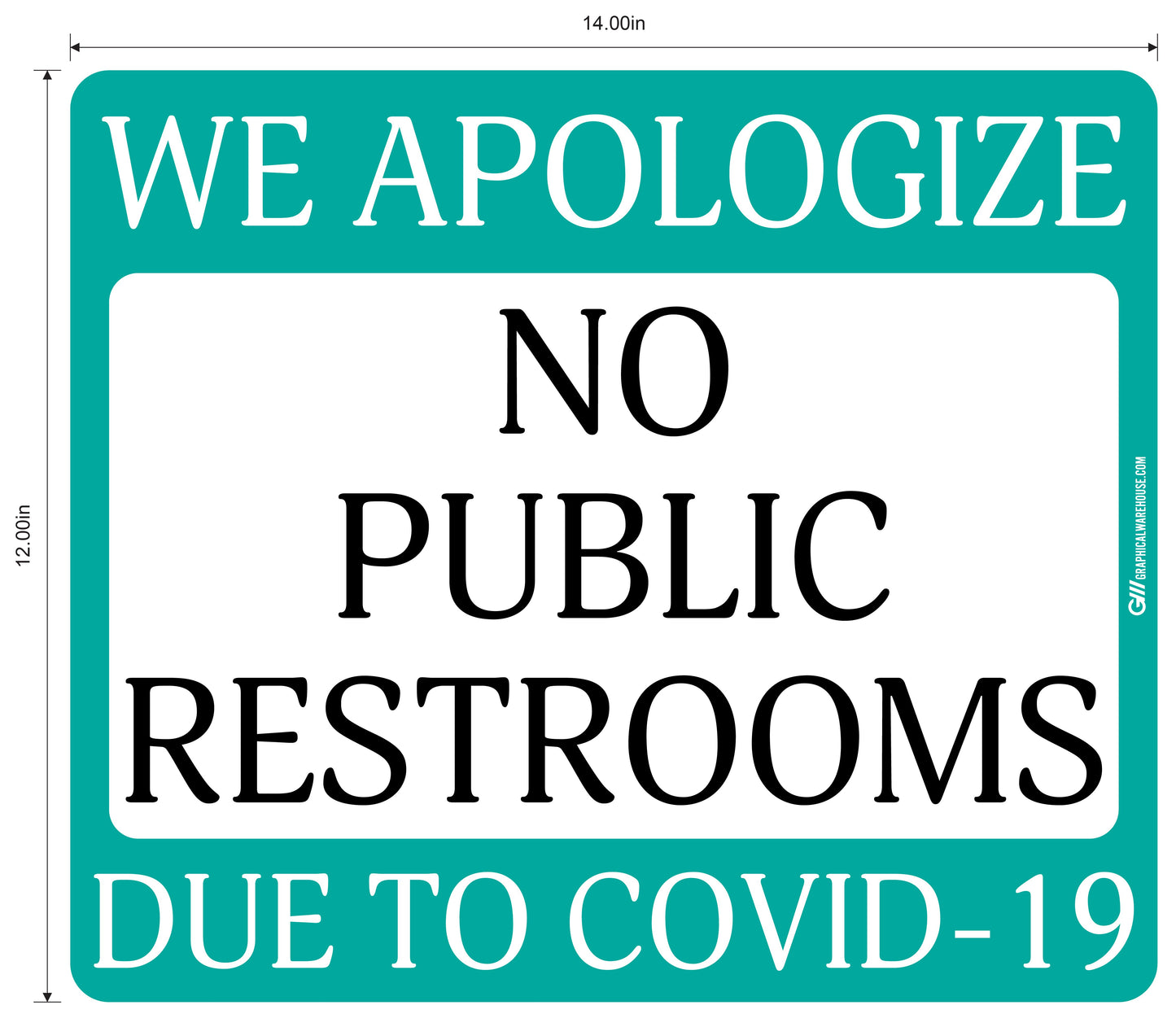 "No Public Restrooms" Adhesive Durable Vinyl Decal- Various Sizes/Colors Available