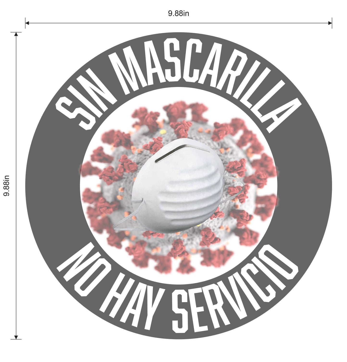 "No Mask, No Service" Adhesive Durable Vinyl Decal- Various Colors Available- 9.88"