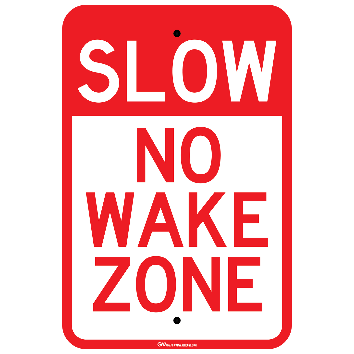 "No Wake Zone" Laminated Aluminum Sign, 12x18"