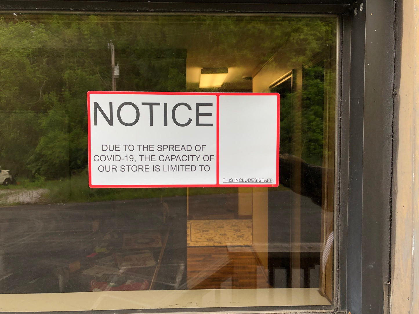 "Notice: Limited Capacity" Adhesive Durable Vinyl Decal- Various Sizes Available