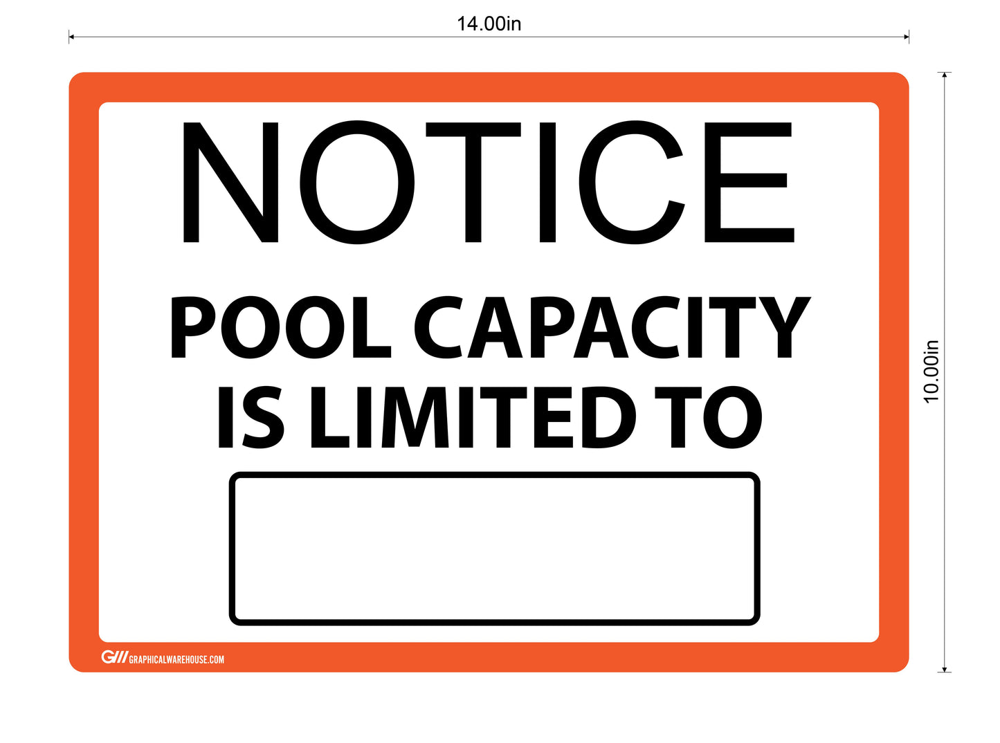 "Notice: Pool Capacity" Adhesive Durable Vinyl Decal- Various Colors Available- 14x10"